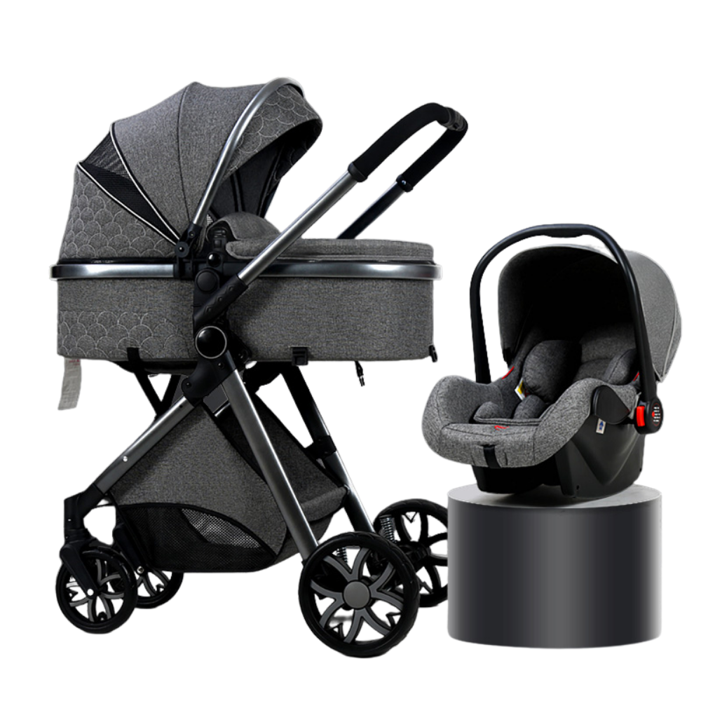 Baby Stroller with Infant Carrier, Baby Carriage with Detachable Bassinet for Newborns, 2 Way Facing, Folding Pram