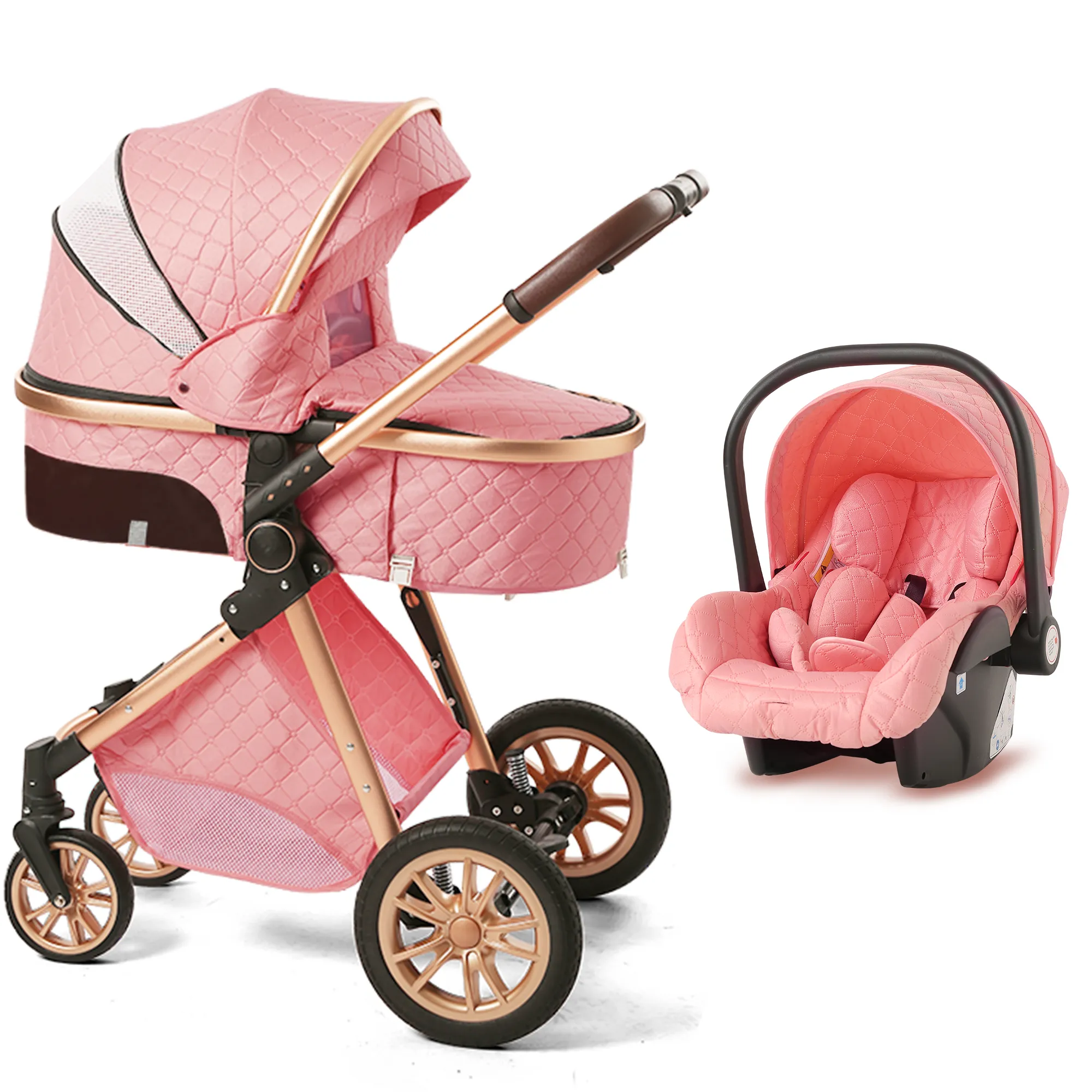 Luxury Pram High Landscape Baby Stroller(Car Seat)